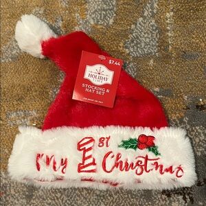 Holiday Time Festive Red and White Hat